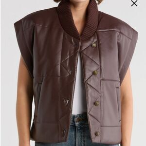 Faux Leather Cap Sleeve Black Vest Size S NWT